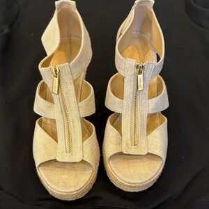 MICHAEL Michael Kors Beige Wedge Sandals circa 2017